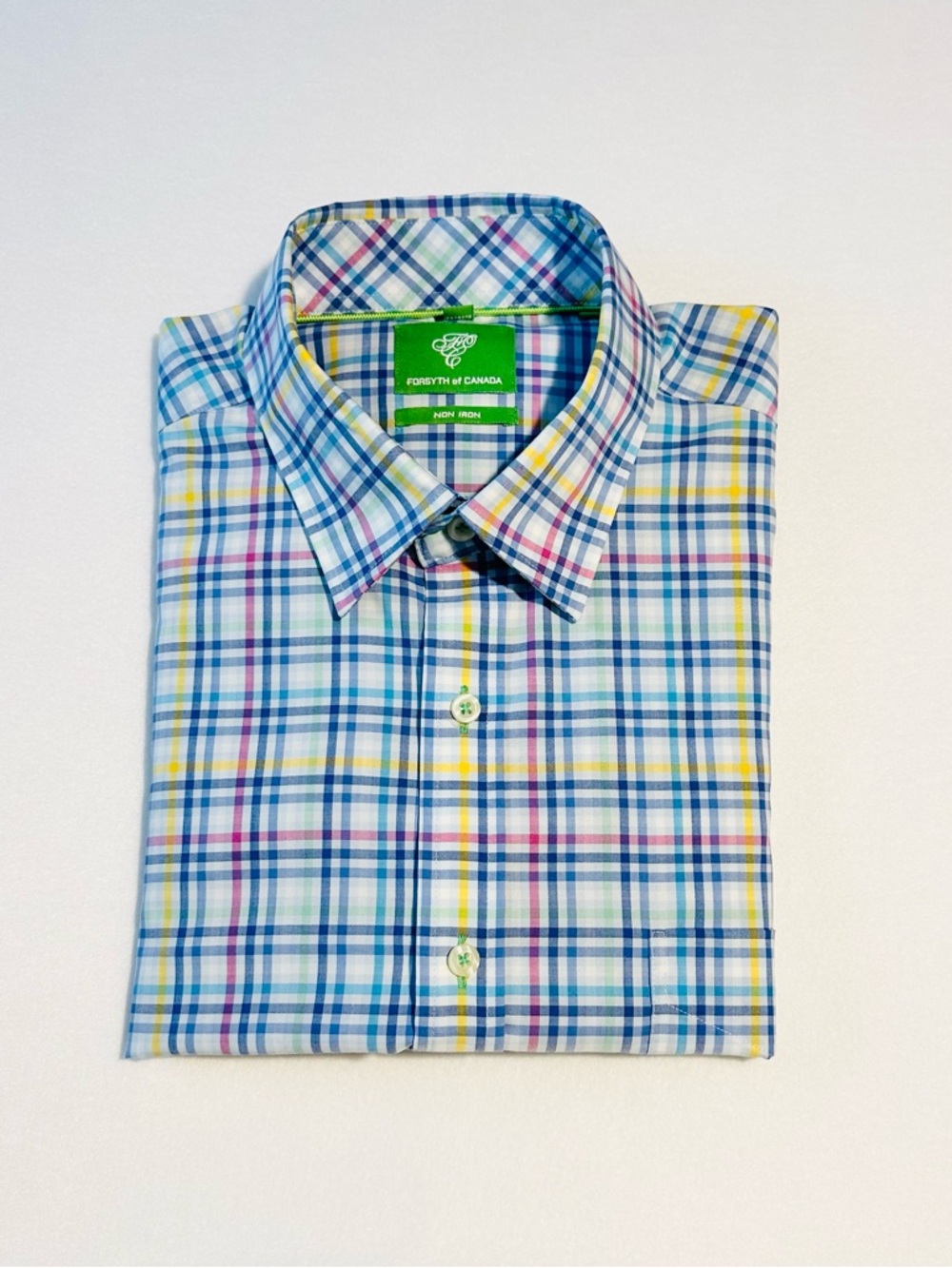 Forsyth of Canada Men’s Multicolor Plaid Button-Down Non Iron Shirt